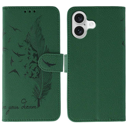 Feather Pattern Litchi Texture Leather Phone Case, For iPhone 17 Pro Max, For iPhone 17 Pro, For iPhone 17, For iPhone Air