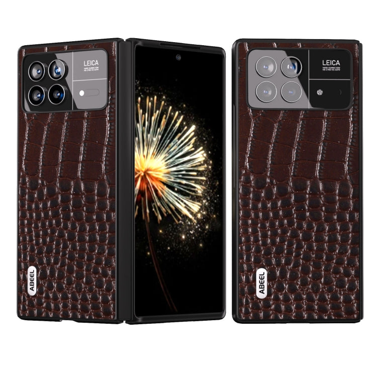 ABEEL Genuine Leather Crocodile Pattern Black Edge Phone Case, For Xiaomi Mix Flip, For Xiaomi Mix Fold 4, For Xiaomi Mix Fold 3