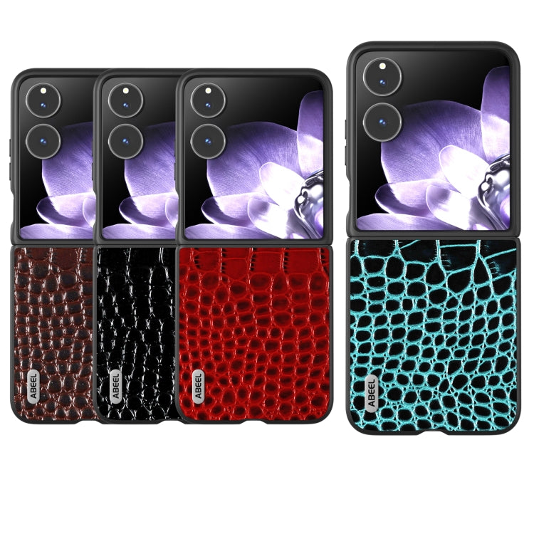 ABEEL Genuine Leather Crocodile Pattern Black Edge Phone Case, For Xiaomi Mix Flip, For Xiaomi Mix Fold 4, For Xiaomi Mix Fold 3