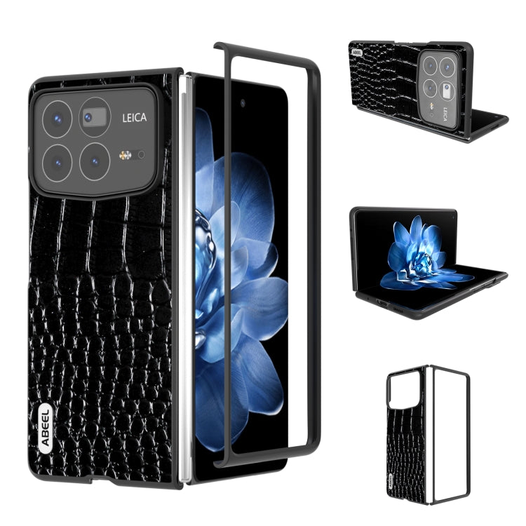 ABEEL Genuine Leather Crocodile Pattern Black Edge Phone Case, For Xiaomi Mix Flip, For Xiaomi Mix Fold 4, For Xiaomi Mix Fold 3