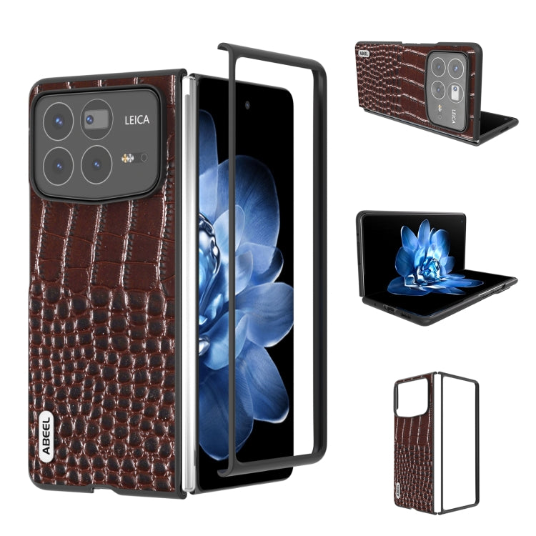 ABEEL Genuine Leather Crocodile Pattern Black Edge Phone Case, For Xiaomi Mix Flip, For Xiaomi Mix Fold 4, For Xiaomi Mix Fold 3