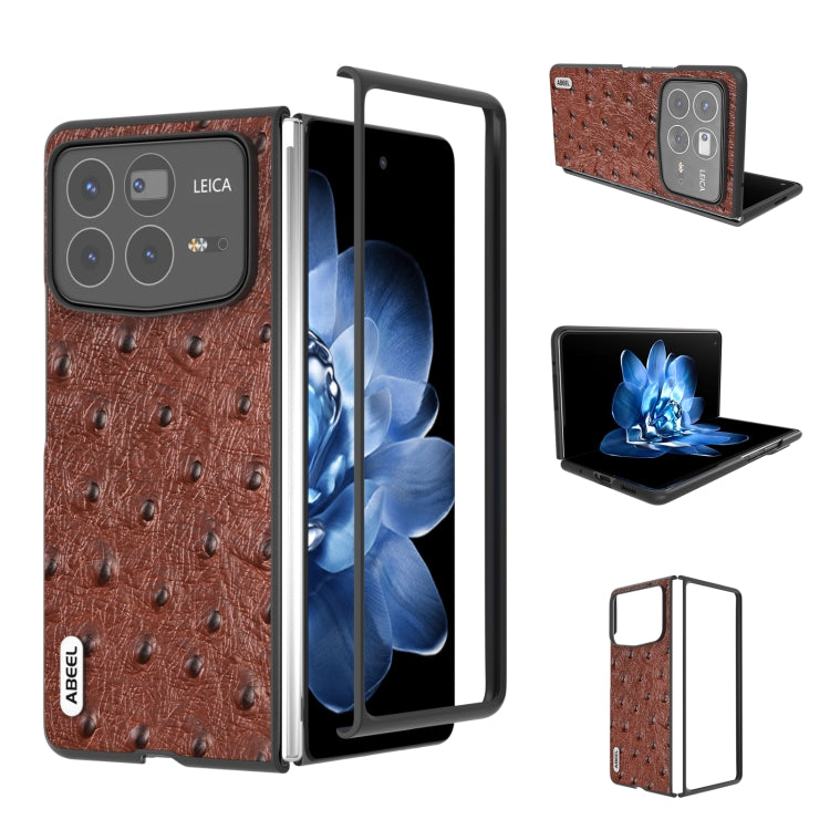 ABEEL Genuine Leather Ostrich Texture Phone Case, For Xiaomi Mix Flip, For Xiaomi Mix Fold 4, For Xiaomi Mix Fold 3