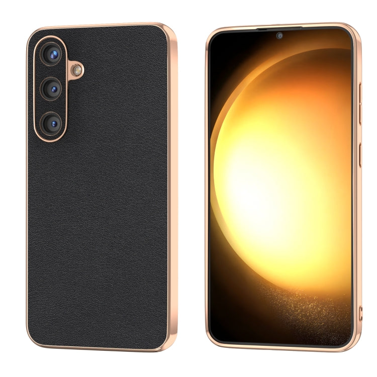 Genuine Leather Xiaoya Series Nano Plating Phone Case, For Samsung Galaxy S24 Ultra 5G, For Samsung Galaxy S24 5G, For Samsung Galaxy S23 FE 5G