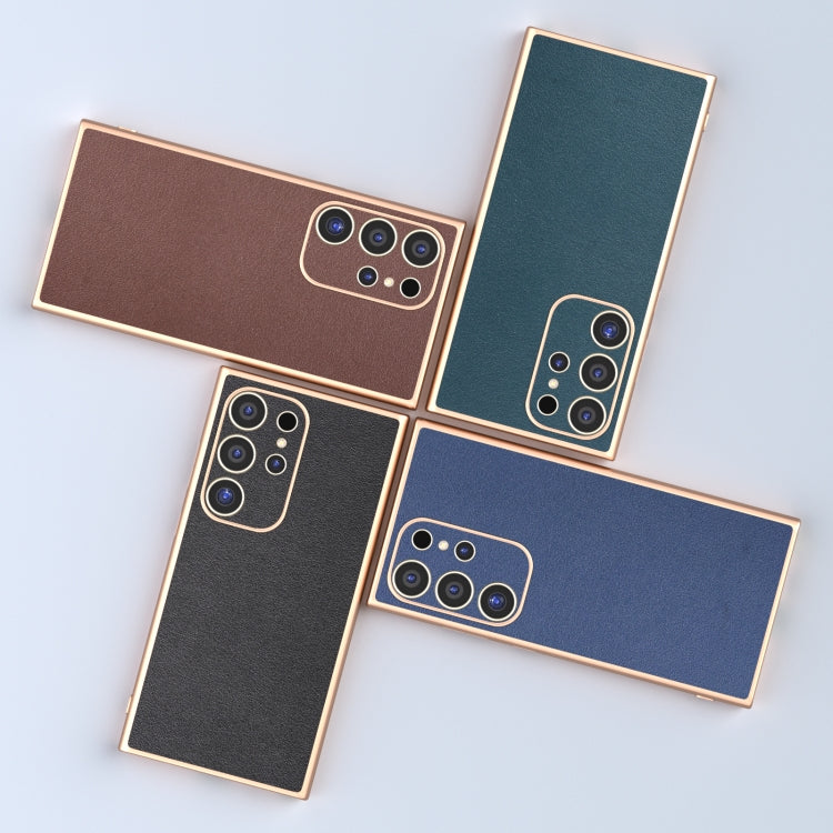 Genuine Leather Xiaoya Series Nano Plating Phone Case, For Samsung Galaxy S24 Ultra 5G, For Samsung Galaxy S24 5G, For Samsung Galaxy S23 FE 5G