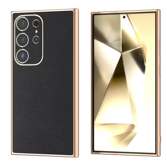 Genuine Leather Xiaoya Series Nano Plating Phone Case, For Samsung Galaxy S24 Ultra 5G, For Samsung Galaxy S24 5G, For Samsung Galaxy S23 FE 5G