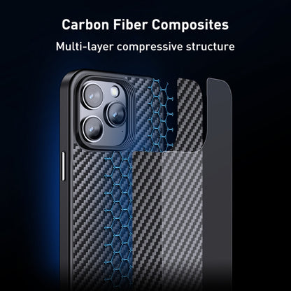 wlons Magsafe Carbon Fiber Kevlar TPU Phone Case, For iPhone 15 Pro, For iPhone 15 Plus, For iPhone 15