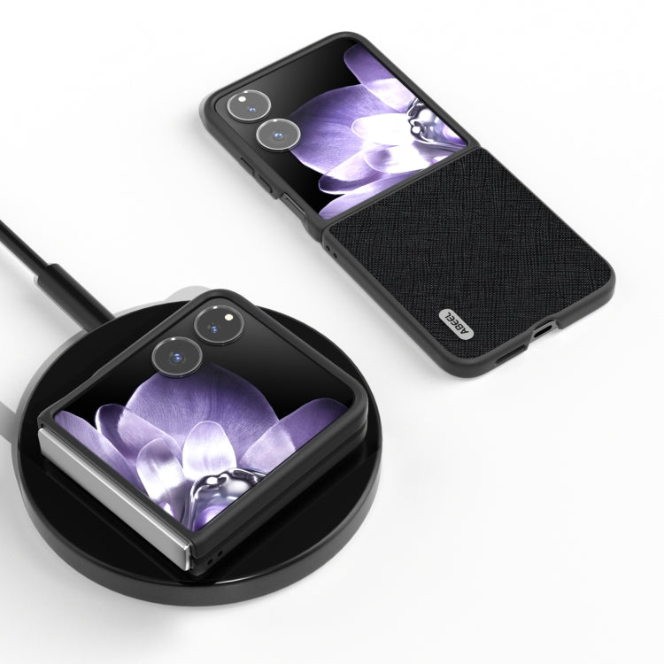 ABEEL Cross Texture Genuine Leather Phone Case