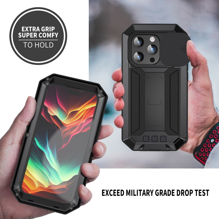 R-JUST Sliding Camera IP54 Life Waterproof Holder Phone Case, For iPhone 15 Pro, For iPhone 15 Plus, For iPhone 15