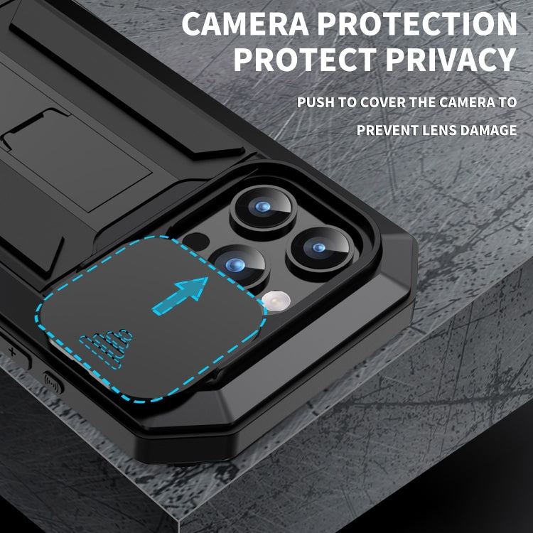R-JUST Sliding Camera IP54 Life Waterproof Holder Phone Case, For iPhone 15 Pro, For iPhone 15 Plus, For iPhone 15