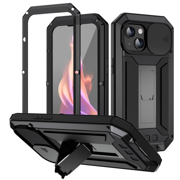 R-JUST Sliding Camera IP54 Life Waterproof Holder Phone Case, For iPhone 15 Pro, For iPhone 15 Plus, For iPhone 15
