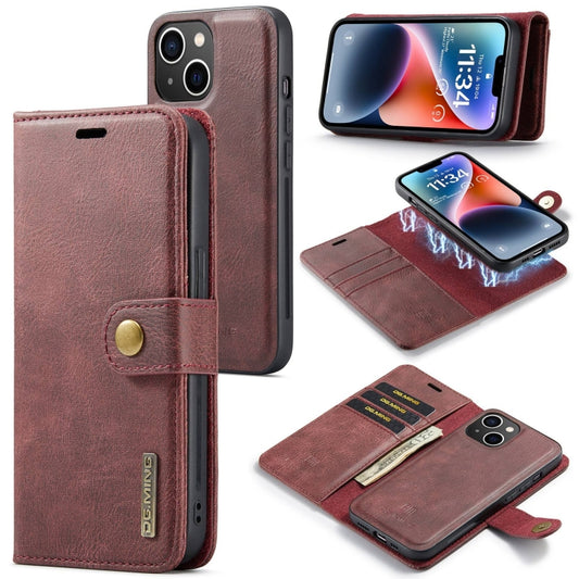 DG.MING Crazy Horse Texture Detachable Magnetic Leather Phone Case