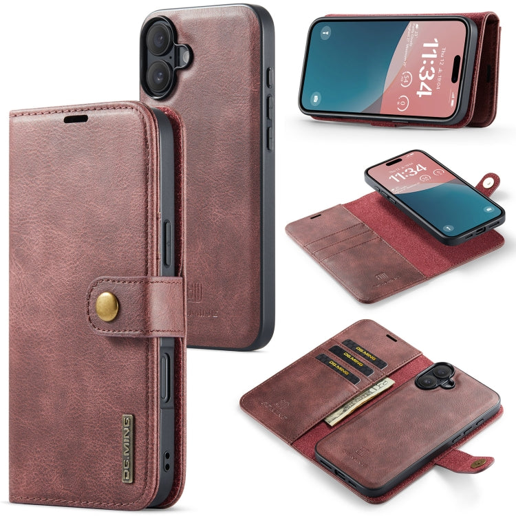 DG.MING Crazy Horse Texture Detachable Magnetic Leather Phone Case