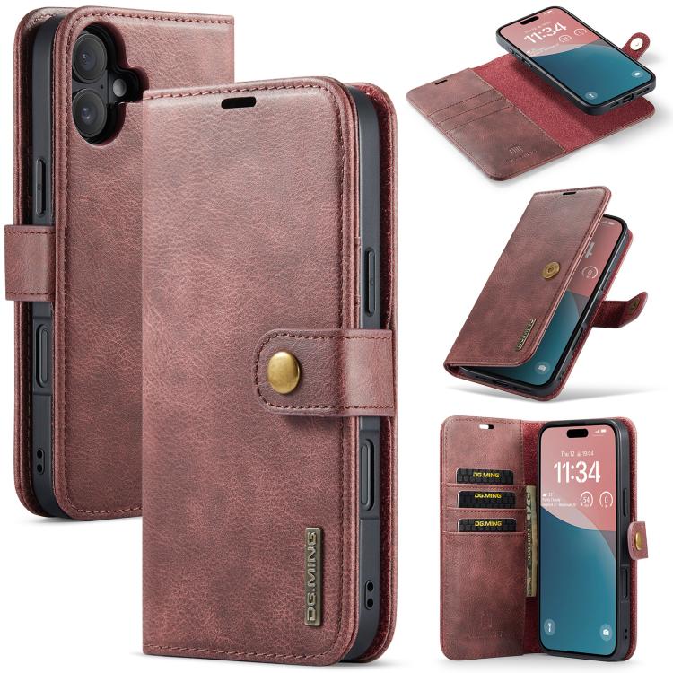 DG.MING Crazy Horse Texture Detachable Magnetic Leather Phone Case