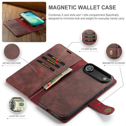 DG.MING Crazy Horse Texture Detachable Magnetic Leather Phone Case, For iPhone Air, For iPhone 16 Pro Max, For iPhone 16 Pro, For iPhone 16 Plus