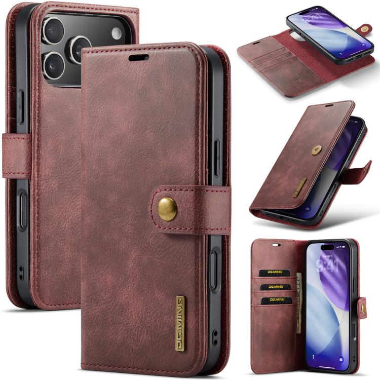 DG.MING Crazy Horse Texture Detachable Magnetic Leather Phone Case