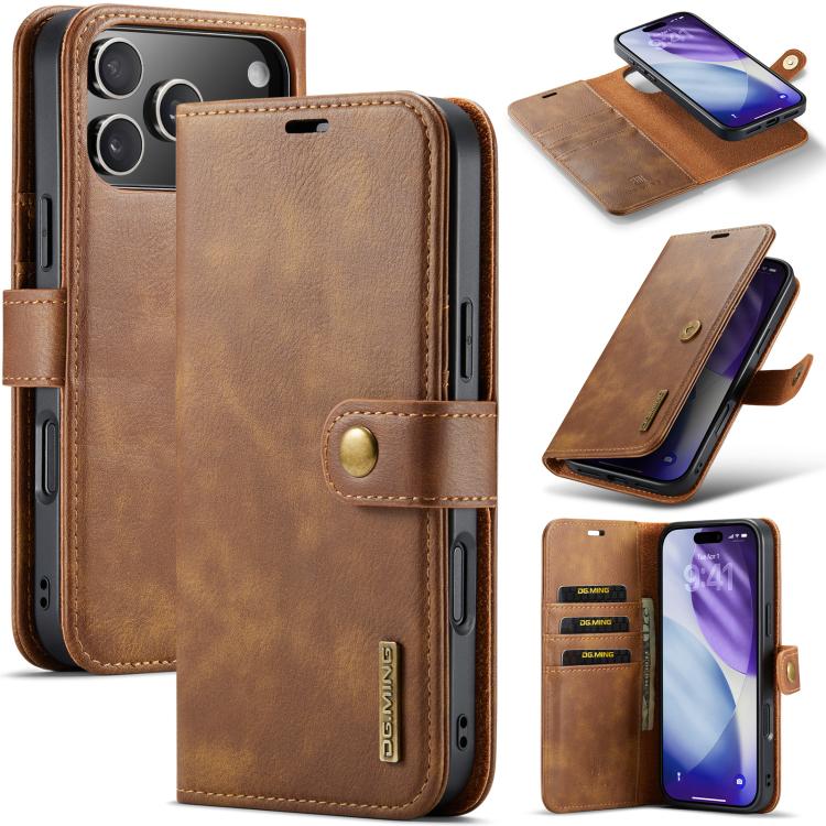 DG.MING Crazy Horse Texture Detachable Magnetic Leather Phone Case