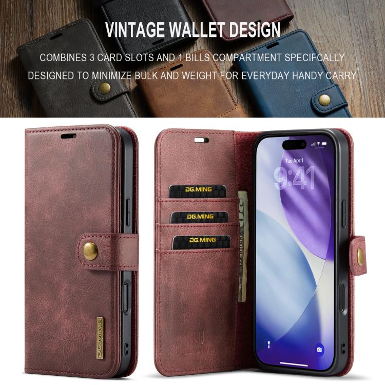 DG.MING Crazy Horse Texture Detachable Magnetic Leather Phone Case