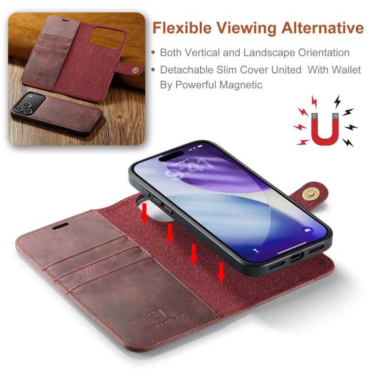 DG.MING Crazy Horse Texture Detachable Magnetic Leather Phone Case