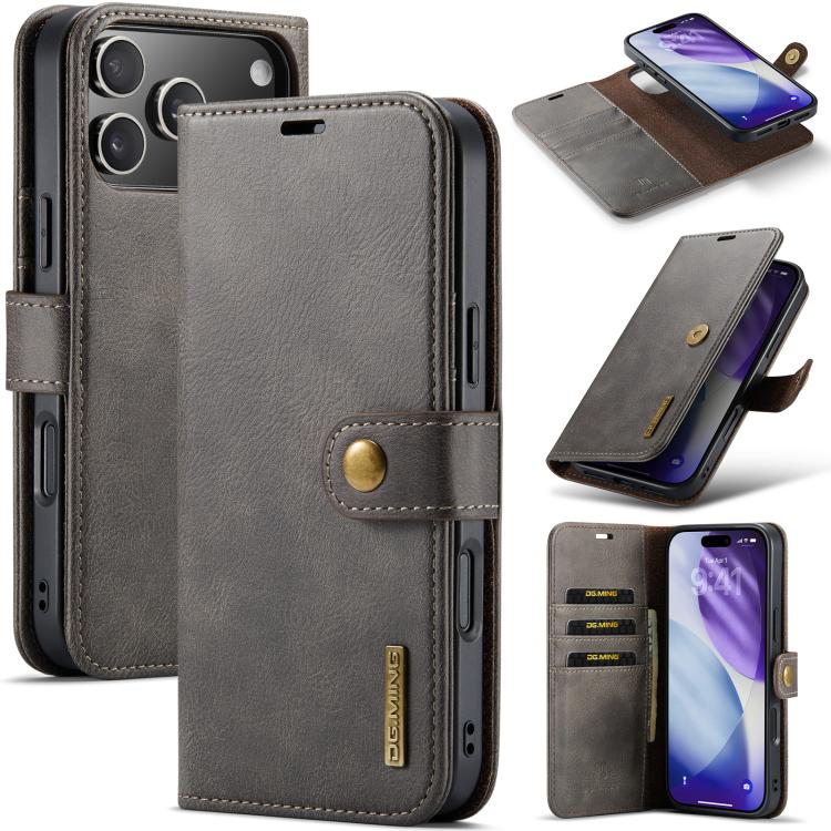 DG.MING Crazy Horse Texture Detachable Magnetic Leather Phone Case