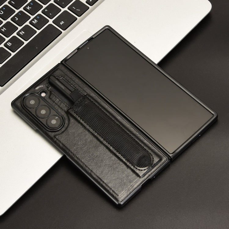 Vintage Texture Phone Case with Pen Slot, For Samsung Galaxy Z Fold6, For Samsung Galaxy Z Fold5