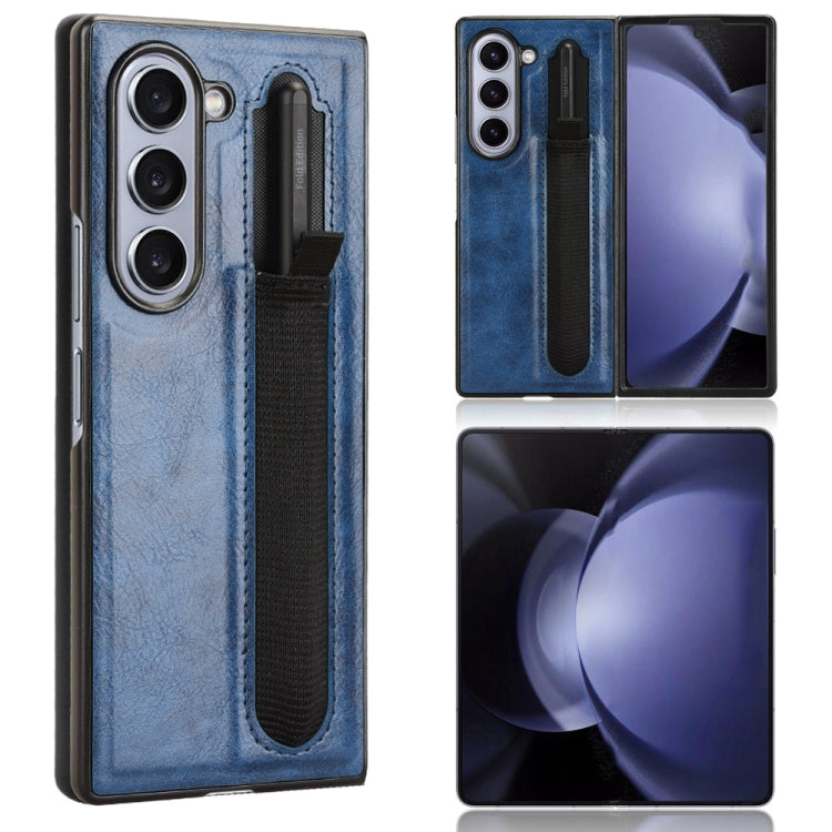 Vintage Texture Phone Case with Pen Slot, For Samsung Galaxy Z Fold6, For Samsung Galaxy Z Fold5