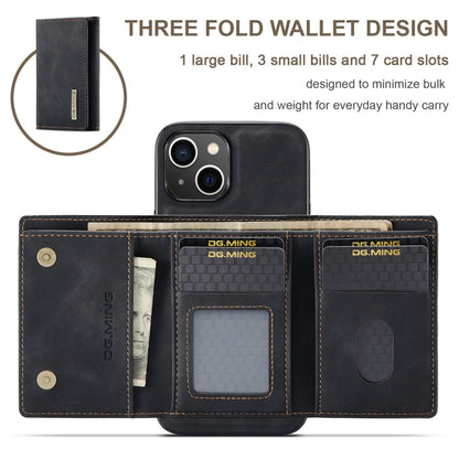 DG.MING M1 Series 3-Fold Multi Card Wallet Leather Phone Case, For iPhone 15