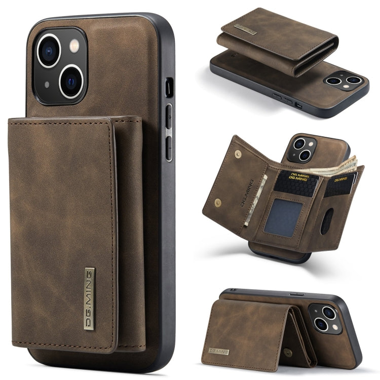 DG.MING M1 Series 3-Fold Multi Card Wallet Leather Phone Case, For iPhone 15