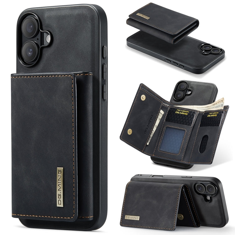 DG.MING M1 Series 3-Fold Multi Card Wallet Leather Phone Case, For iPhone 16e, For iPhone 16 Pro Max, For iPhone 16 Pro, For iPhone 16 Plus