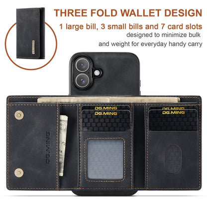 DG.MING M1 Series 3-Fold Multi Card Wallet Leather Phone Case, For iPhone 16, For iPhone 15 Pro Max, For iPhone 15 Pro, For iPhone 15 Plus