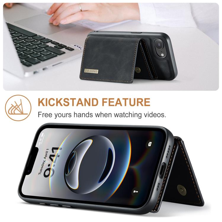 DG.MING M1 Series 3-Fold Multi Card Wallet Leather Phone Case, For iPhone 16e, For iPhone 16 Pro Max, For iPhone 16 Pro, For iPhone 16 Plus