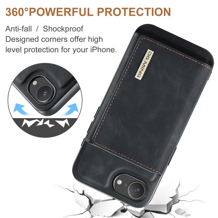 DG.MING M1 Series 3-Fold Multi Card Wallet Leather Phone Case, For iPhone 16e, For iPhone 16 Pro Max, For iPhone 16 Pro, For iPhone 16 Plus