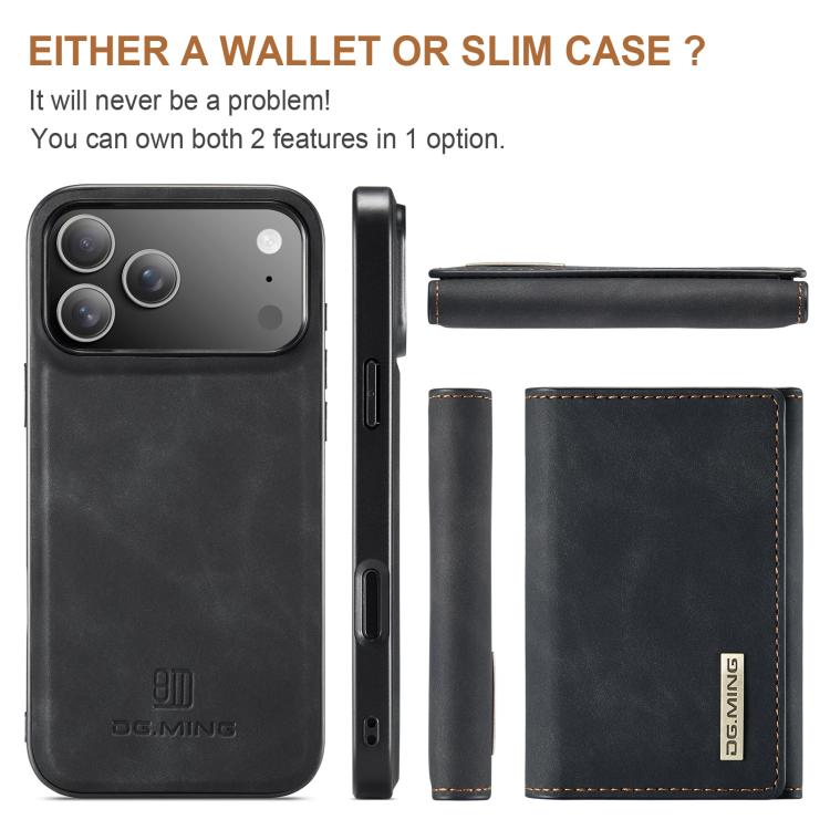 DG.MING M1 Series 3-Fold Multi Card Wallet Leather Phone Case, For iPhone 18 Pro / 17 Pro, For iPhone 18 Pro Max / 17 Pro Max, For iPhone 17e / 16e, For iPhone 17
