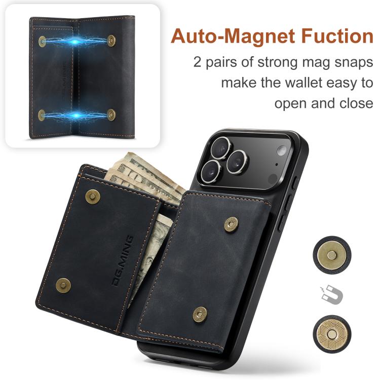 DG.MING M1 Series 3-Fold Multi Card Wallet Leather Phone Case, For iPhone 18 Pro / 17 Pro, For iPhone 18 Pro Max / 17 Pro Max, For iPhone 17e / 16e, For iPhone 17