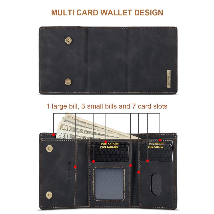 DG.MING M1 Series 3-Fold Multi Card Wallet Leather Phone Case, For iPhone 18 Pro / 17 Pro, For iPhone 18 Pro Max / 17 Pro Max, For iPhone 17e / 16e, For iPhone 17