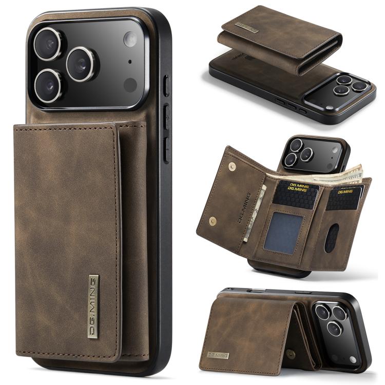 DG.MING M1 Series 3-Fold Multi Card Wallet Leather Phone Case, For iPhone 18 Pro / 17 Pro, For iPhone 18 Pro Max / 17 Pro Max, For iPhone 17e / 16e, For iPhone 17