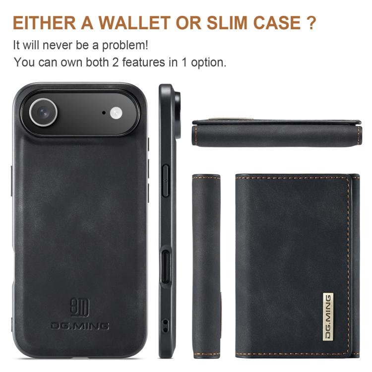 DG.MING M1 Series 3-Fold Multi Card Wallet Leather Phone Case, For iPhone Air, For iPhone 16 Pro Max, For iPhone 16 Pro, For iPhone 16 Plus