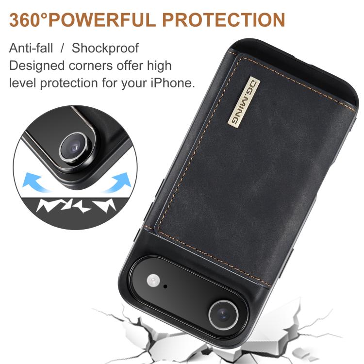DG.MING M1 Series 3-Fold Multi Card Wallet Leather Phone Case, For iPhone Air, For iPhone 16 Pro Max, For iPhone 16 Pro, For iPhone 16 Plus