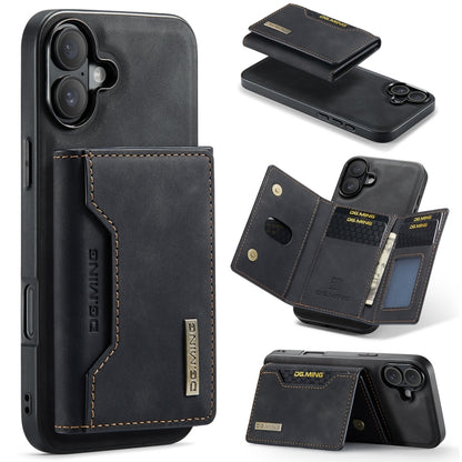 DG.MING M2 Series 3-Fold Card Bag Wallet Leather Phone Case, For iPhone Air, For iPhone 16 Pro Max, For iPhone 16 Pro, For iPhone 16 Plus