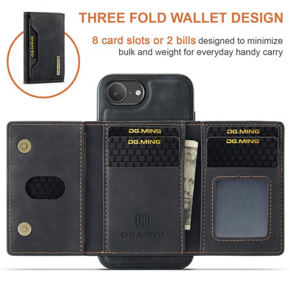 DG.MING M2 Series 3-Fold Card Bag Wallet Leather Phone Case, For iPhone 17e / 16e, For iPhone 17 Pro Max, For iPhone 17 Pro, For iPhone 17