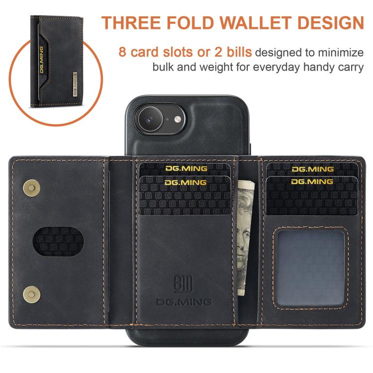 DG.MING M2 Series 3-Fold Card Bag Wallet Leather Phone Case