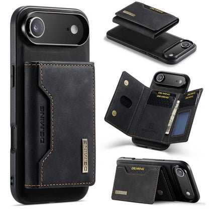 DG.MING M2 Series 3-Fold Card Bag Wallet Leather Phone Case, For iPhone Air, For iPhone 16 Pro Max, For iPhone 16 Pro, For iPhone 16 Plus