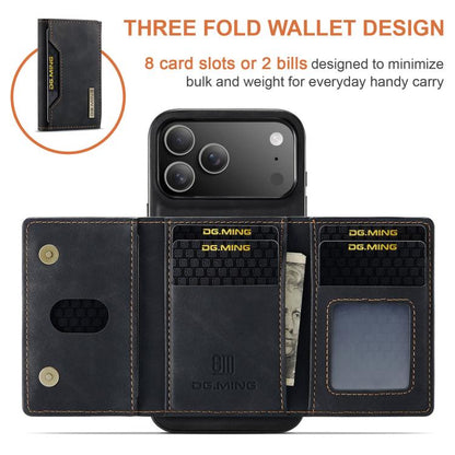 DG.MING M2 Series 3-Fold Card Bag Wallet Leather Phone Case, For iPhone 18 Pro / 17 Pro, For iPhone 18 Pro Max / 17 Pro Max, For iPhone 17e / 16e, For iPhone 17