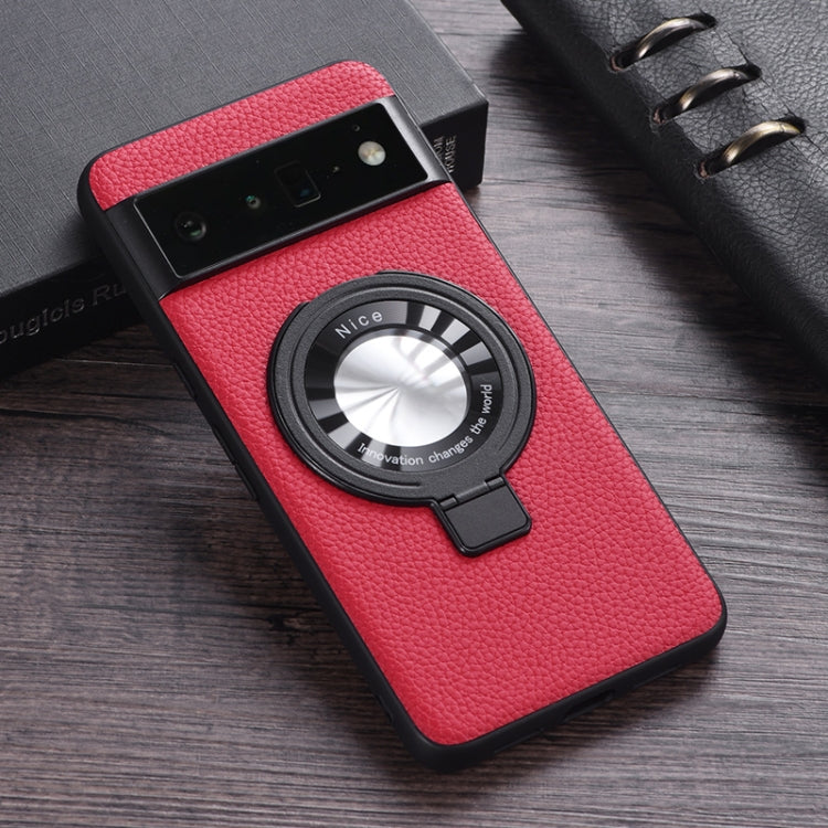 Litchi Texture MagSafe Magnetic Ring Phone Case