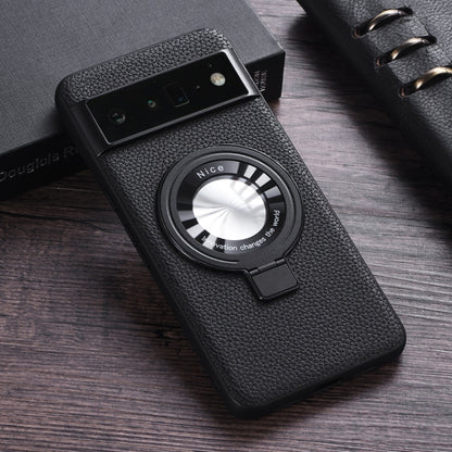 Litchi Texture MagSafe Magnetic Ring Phone Case
