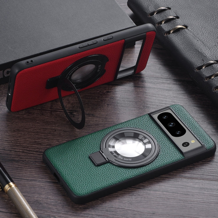 Litchi Texture MagSafe Magnetic Ring Phone Case