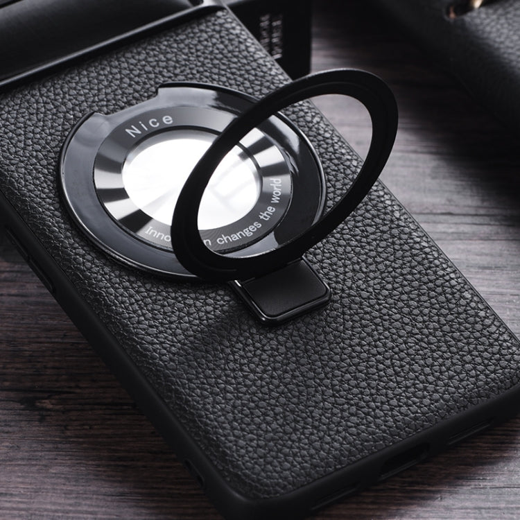 Litchi Texture MagSafe Magnetic Ring Phone Case
