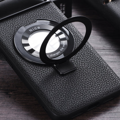 Litchi Texture MagSafe Magnetic Ring Phone Case