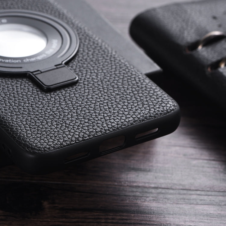 Litchi Texture MagSafe Magnetic Ring Phone Case