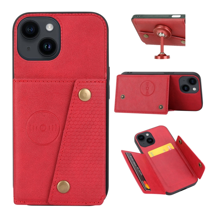 Double Buckle Card Slots PU + TPU Phone Case, For iPhone 15 Pro Max, For iPhone 15 Pro, For iPhone 15 Plus