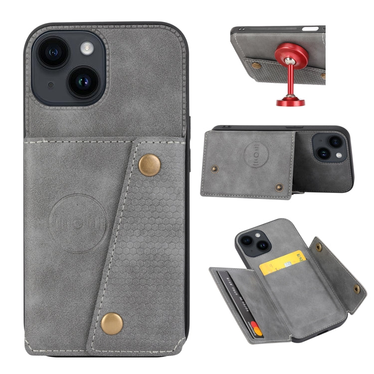 Double Buckle Card Slots PU + TPU Phone Case, For iPhone 15 Pro Max, For iPhone 15 Pro, For iPhone 15 Plus
